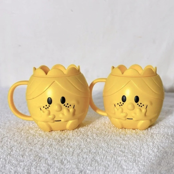 McDonalds Little Miss Sunshine Yellow Plastic Mugs Happy Meal Toys 2020 x2 - Picture 1 of 7